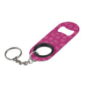 Magenta Berry Pattern Sleutelhanger Flessenopener (Voorkant Gekanteld)