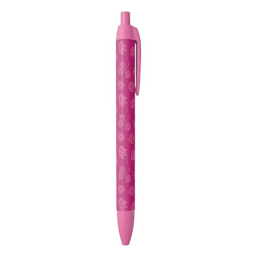 Magenta Berry Pattern Zwarte Inkt Pen (Achterkant (Verticaal))