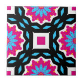 Magenta Black Blue White Mosaic Geometric Pattern Tegeltje (Voorkant)