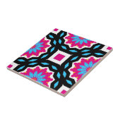 Magenta Black Blue White Mosaic Geometric Pattern Tegeltje (Zijkant)