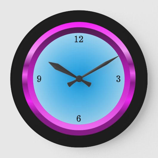 Magenta Black en Cool Blue Grote Klok (Voorkant)