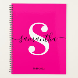 Magenta Black en White Modern Style Monogram Planner