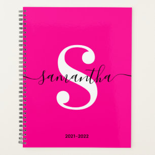 Magenta Black en White Modern Style Monogram Planner