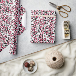 Magenta Black Geometric Pattern Wrapping Paper Cadeaupapier