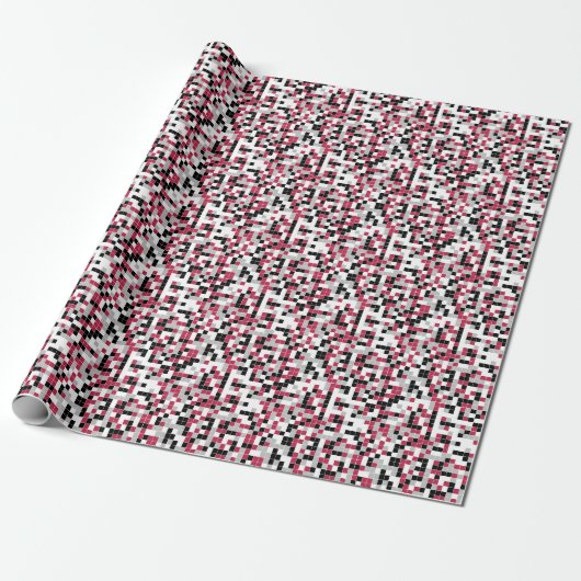 Magenta Black Geometric Pattern Wrapping Paper Cadeaupapier (Uitgerold)