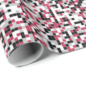 Magenta Black Geometric Pattern Wrapping Paper Cadeaupapier (Rol Hoek)