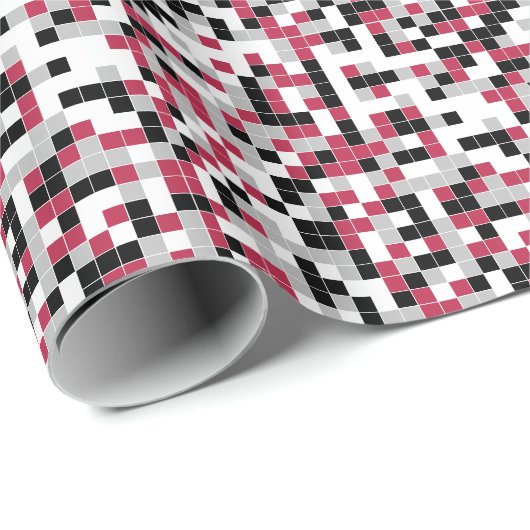 Magenta Black Geometric Pattern Wrapping Paper Cadeaupapier (Rol Hoek)