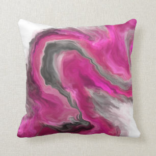 Magenta Black Gray Fluid Art Kussen