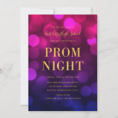 Magenta Blauw Bokeh Lichten Goud Hoogste School Ga Kaart (Voorkant)