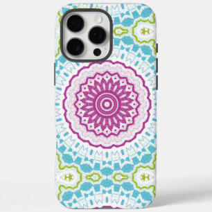 Magenta Blauw en Groen Mandala Patroon iPhone 16 Pro Max Hoesje
