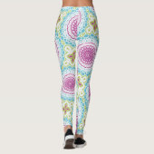 Magenta blauw en groen mandala patroon leggings (Achterkant)
