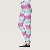 Magenta blauw en groen mandala patroon leggings (Links)