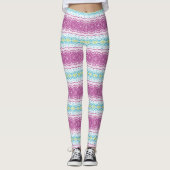 Magenta blauw en groen mandala patroon leggings (Voorkant)