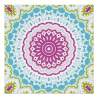 Magenta Blauw en Groen Mandala Patroon