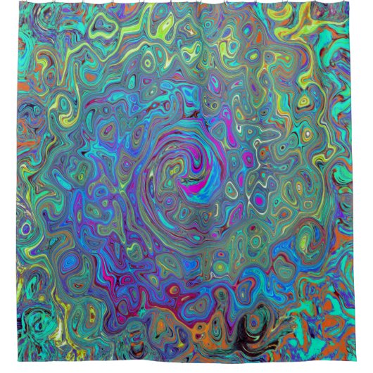 Magenta, blauw en Zee schuimgroen, roodbruin Douchegordijn (Voorkant)