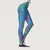 Magenta, blauw en Zee schuimgroen, roodbruin Leggings (Rechts)