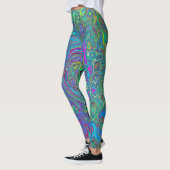 Magenta, blauw en Zee schuimgroen, roodbruin Leggings (Links)
