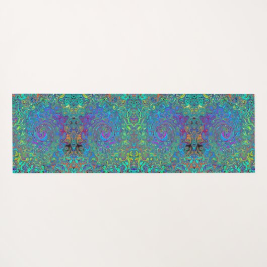 Magenta, blauw en Zee schuimgroen, roodbruin Yogamat (Achterkant (horizontaal))