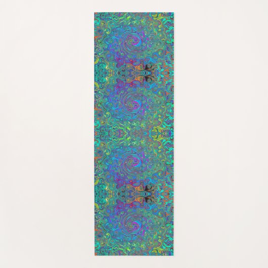 Magenta, blauw en Zee schuimgroen, roodbruin Yogamat (Voorkant)