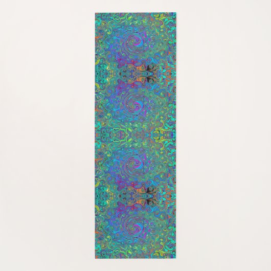 Magenta, blauw en Zee schuimgroen, roodbruin Yogamat (Achterkant)