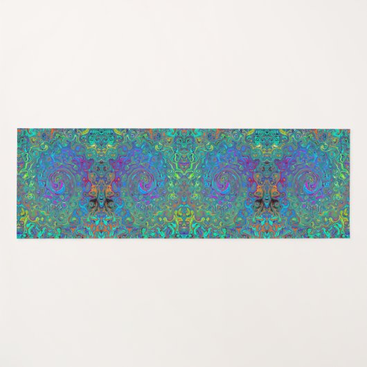 Magenta, blauw en Zee schuimgroen, roodbruin Yogamat (Voorkant (horizontaal))