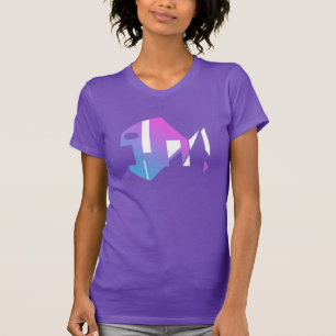 Magenta Blauw Wit Moderne Pop Kunst Vis Abstract T-shirt