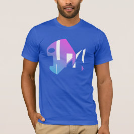 Magenta Blauw Wit Moderne Pop Kunst Vis Abstract T-shirt