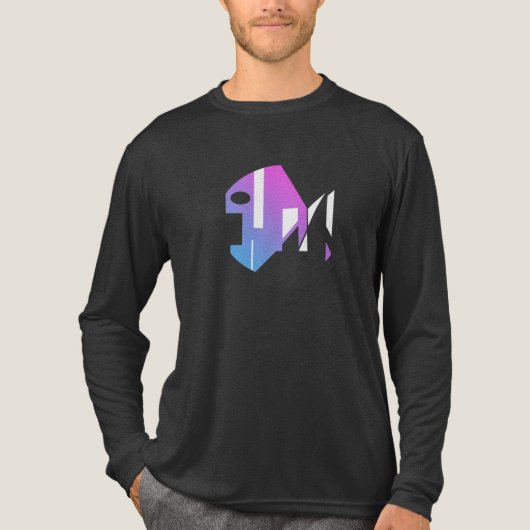 Magenta Blauw Wit Moderne Pop Kunst Vis Abstract Tri-Blend Shirt (Voorkant volledig)