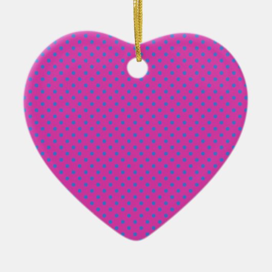 Magenta, Blauwe Polka Dots Keramisch Ornament (Voorkant)