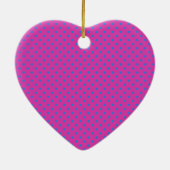 Magenta, Blauwe Polka Dots Keramisch Ornament (Achterkant)