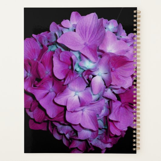 Magenta blauwgroen hydrangeas bloembloembruiloft planner (Achterkant)