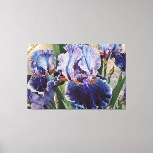 *~* Magenta Blauwgroen IRIS Irissen  Bloemen TV2 Canvas Afdruk (Voorkant)
