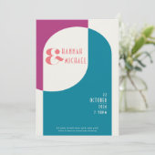 magenta Blauwgroen uitnodiging (Staand voorkant)