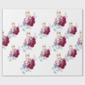 Magenta Bloem Champagne Voor de Ring Trouw  Cadeaupapier (Vlak)