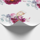 Magenta Bloem Champagne Voor de Ring Trouwdag Cadeaupapier (Hoek)