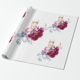 Magenta Bloem Champagne Voor de Trouwring Trouwdag Cadeaupapier