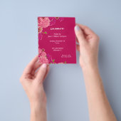 Magenta bloem uitnodiging flyer (Hand)