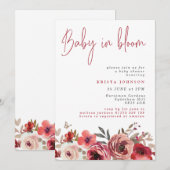 Magenta Bloemen Baby In Bloom Baby Shower Kaart (Voorkant / Achterkant)