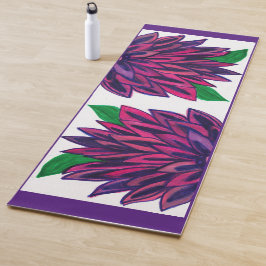 Magenta bloemen yoga mat