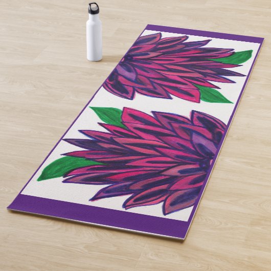 Magenta bloemen yoga mat (In situ)