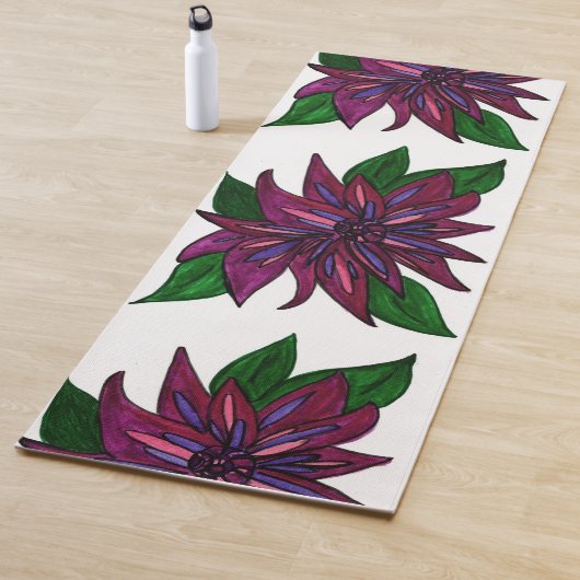Magenta bloemen yoga mat (In situ)