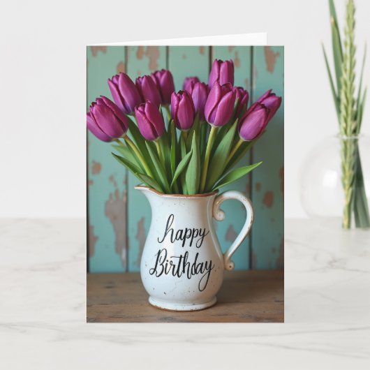 Magenta bloemengeboortekaart kaart (Voorkant)