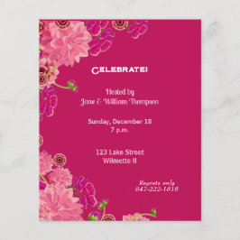 Magenta bloemenuitnodiging flyer