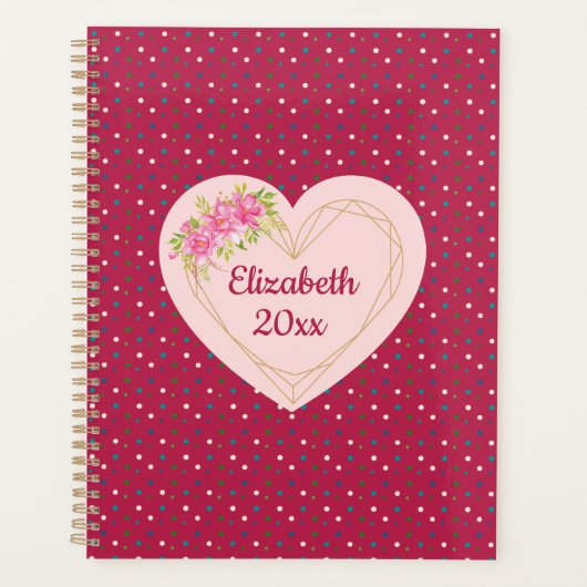 Magenta Bloemhart Persoonlijke Planner (Voorkant)