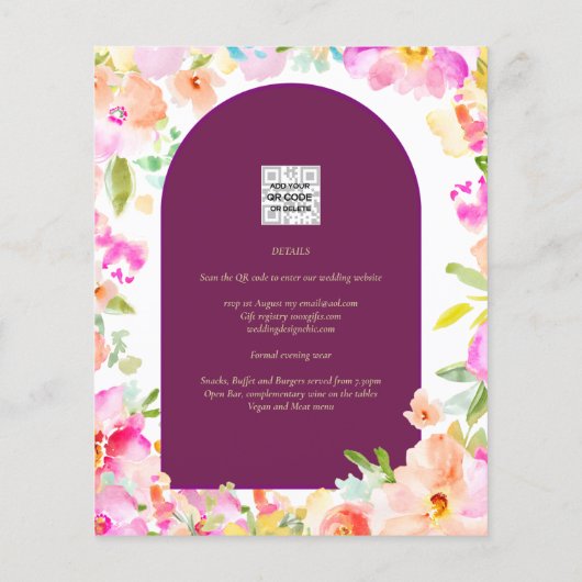 Magenta Bloemige Bruiloft (Achterkant)