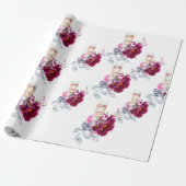 Magenta Bloemige Champagne Voor de Ring Trouw Cadeaupapier (Uitgerold)