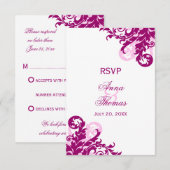 Magenta Bloemige Trouw RSVP Kaarten (Voorkant / Achterkant)