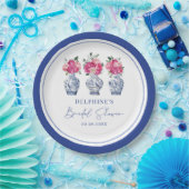 Magenta bloemschilderkunst Chinoiserie Porselein B Papieren Bordje (Feest)