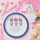 Magenta bloemschilderkunst Chinoiserie Porselein B Papieren Bordje (Feest)