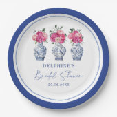Magenta bloemschilderkunst Chinoiserie Porselein B Papieren Bordje (Voorkant)
